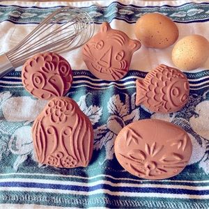 Five Rustic Terracotta Cookie Stamps by People Lover